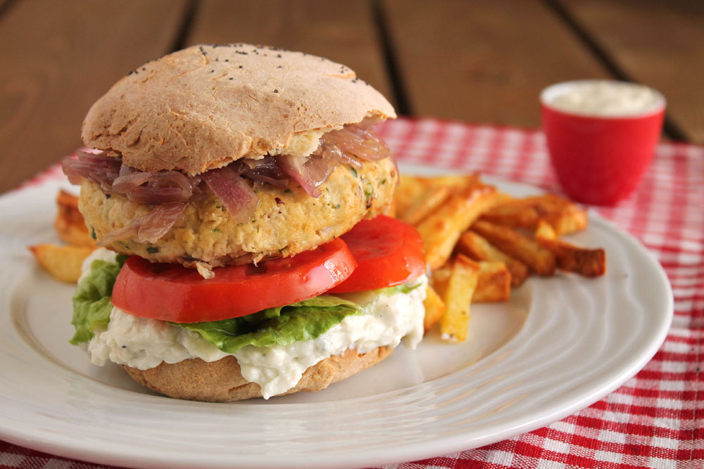 blue cheese and bacon chicken burger